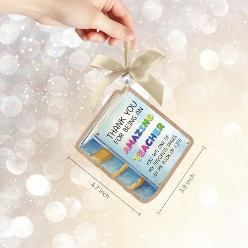 Teacher Christmas Ornament Book Shape for Classroom Gifts - Wood Fiber Ornament