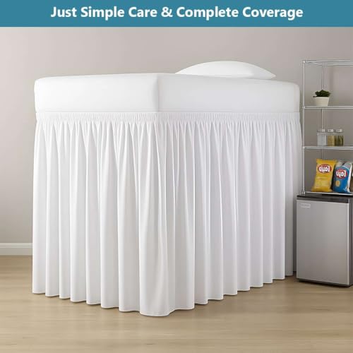 Twin XL Bed Skirt 36 Inch Drop - White Ruffled Extra Long Bed Skirt