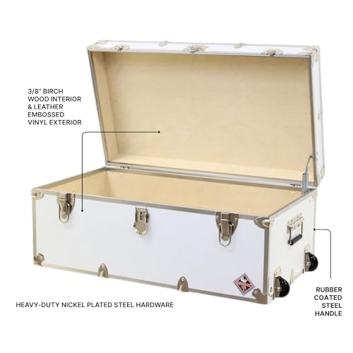 Small Rolling Storage Trunk with Wheels, 30-Inch Heavy-Duty Footlocker