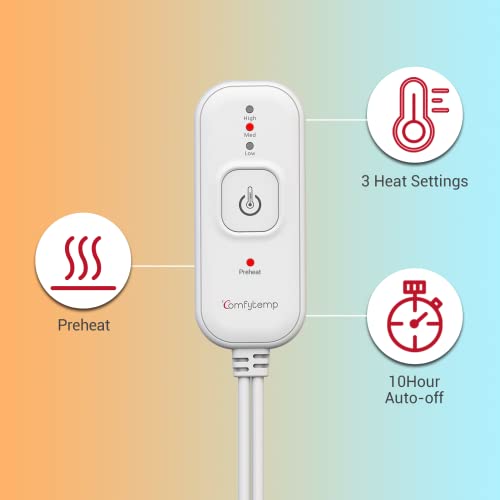 Heated Mattress Pad Mini Twin Size 31" x 55", 3 Heat Settings & Auto-Off