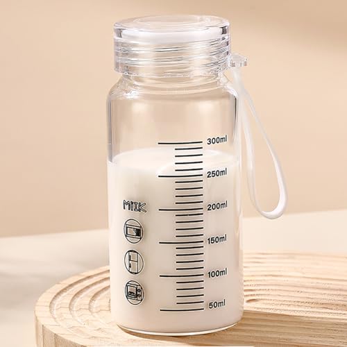 EWEIGEER Borosilicate Glass Drinking Cup with Lid 300ml - Leakproof & Portable