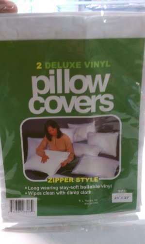 Waterproof Vinyl Pillow Protectors - Standard Size 21 x 27 Inch, 2-Pack
