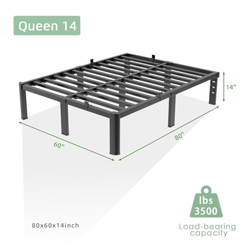 Queen Platform Bed Frame - 14 Inch Heavy Duty Steel, No Box Spring Needed
