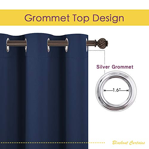 NICETOWN Blackout Draperies Curtains, All Season Thermal Insulated Solid Grommet Top Blackout Curtains/Drapes for Kid's Room (Navy, 1 Pair, 42 x 45 Inch)