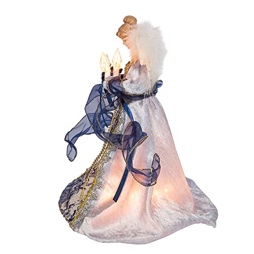 12-Inch Delft Blue & Gold Angel Tree Topper with 10 UL Lights