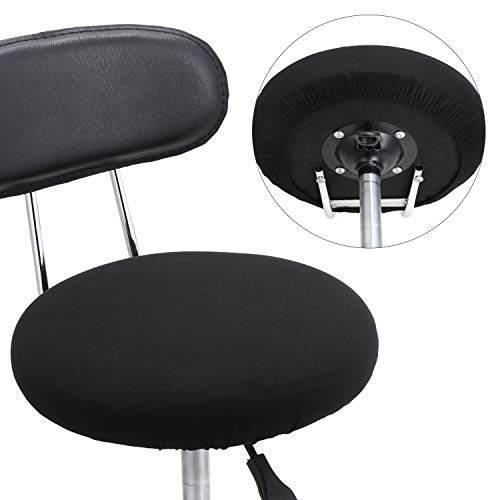 Washable Round Bar Stool Covers - Elastic Slipcovers for 14-17 Inch Chairs (Black, 4 Pieces)