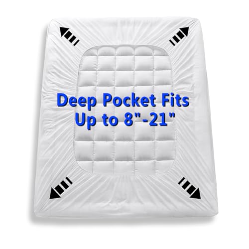 Queen Size Quilted Mattress Pad Cover - Deep Pocket, Ultra Soft