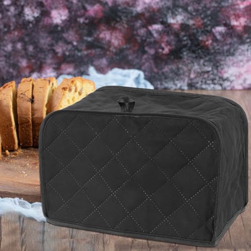 Quilted 2-Slice Toaster Cover - Durable Canvas Dust Protector, Black