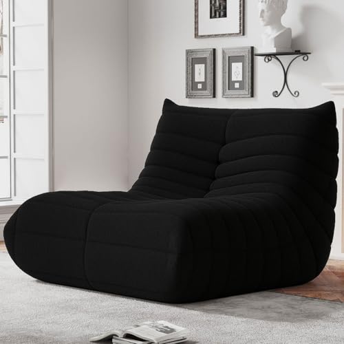 Ergonomic Memory Foam Bean Bag Chair - Soft Teddy Fabric Floor Sofa