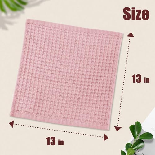 Cleanbear Set of 12 Cotton Waffle Wash Cloths - Cream, Pink, Green & More