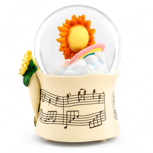 Sunflower Snow Globe Music Box with Colorful Lights, You Are My Sunshine