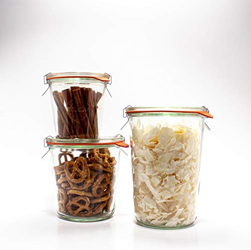 Wide Mouth Glass Mold Canning Jars with Lids and Clamps - 3/4 Liter, Set of 2
