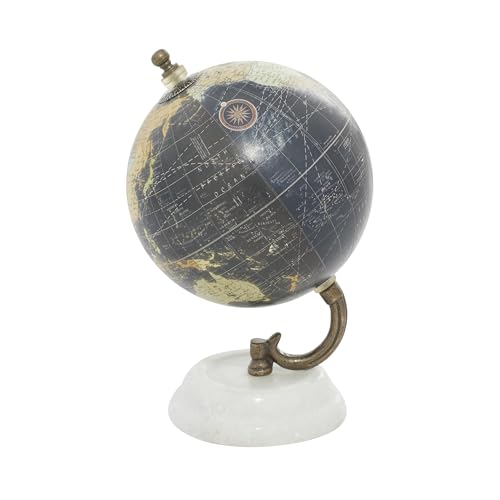 Modern Decorative Globe with Marble Base, 8-Inch Black World Desk Decor