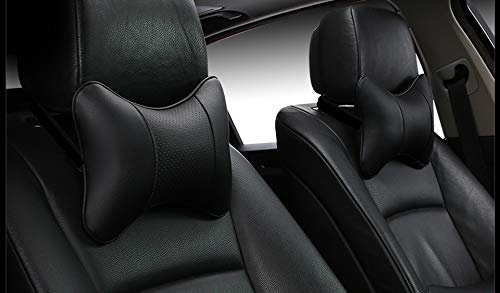 Car Neck Pillow Set - Dual-Side PU Leather Headrest with Fiber Filling