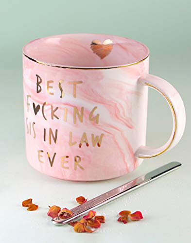 VILIGHT Sister in Law Mug - Funny Pink Marble Ceramic Coffee Cup 11.5 oz
