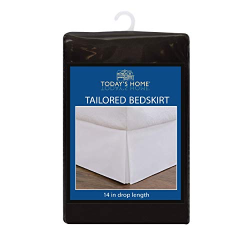 King Bed Skirt Dust Ruffle - Classic Tailored 14" Drop, Black Microfiber