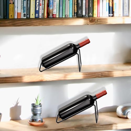 Metal Countertop Wine Rack, Small Tabletop Bottle Holder Stand, 2-Piece Set