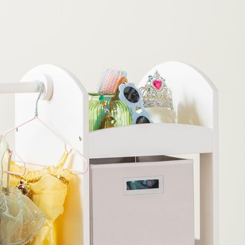 Kids Dress-Up Storage Wardrobe with Mirror and Shelves - White