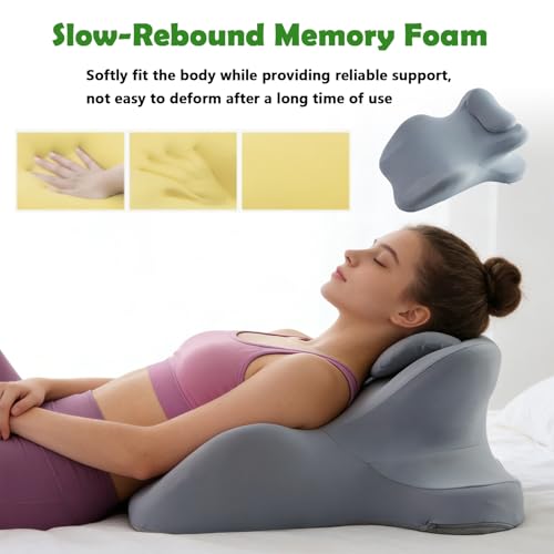 Ergonomic Foam Wedge Pillow with 27° Angled Support for Neck and Waist