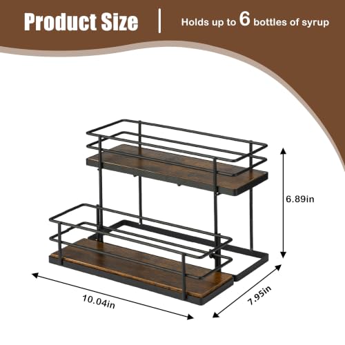 2-Tier Coffee Syrup Organizer Rack - 6 Bottle Countertop Storage Stand