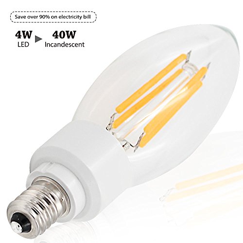 TORCHSTAR 4W E12 LED Candle Bulbs 2700K Vintage Warm White Pack of 3