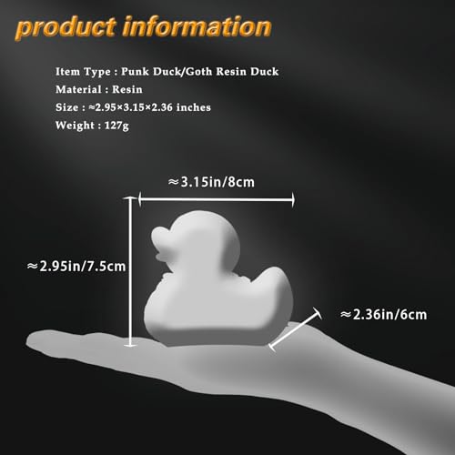 Gothic Resin Duck Figurine, Dark Punk Duck Statue for Home Desk Decor