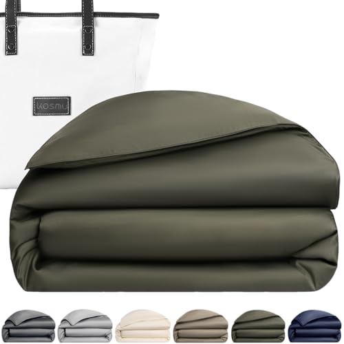 Bamboo Viscose Duvet Cover - Soft, Breathable, King Size, Olive Green