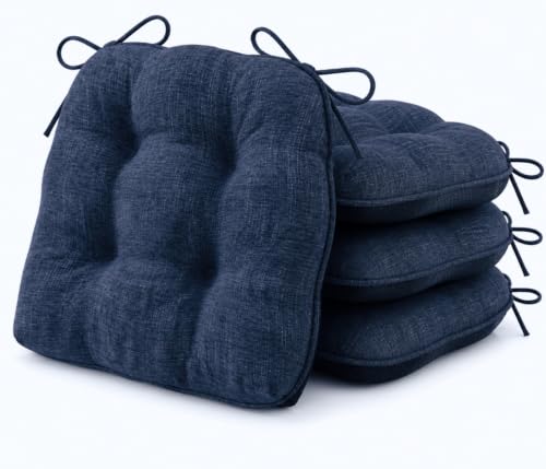 Memory Foam Dining Chair Cushions, 15.5-inch Non-Slip Seat Pads (Set of 4)