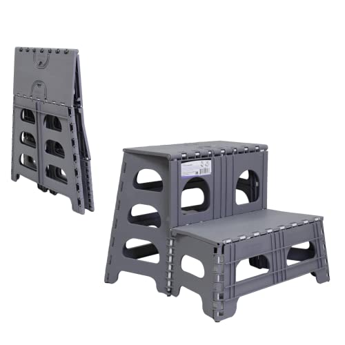 2-Step Folding Stool, Collapsible Non-Slip Step Ladder for Home & Kitchen