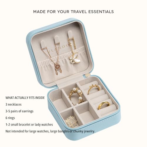 VLANDO Blue Travel Jewelry Box Organizer for Girls & Women, Gift Storage Case