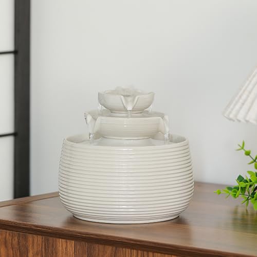 Mini Ceramic Tabletop Water Fountain - Quiet Desktop Waterfall Feature