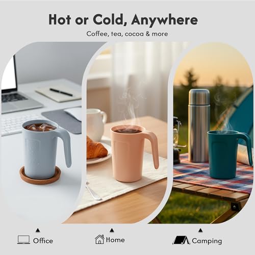 Reusable 12oz Plastic Coffee Cups Set of 4 - Unbreakable BPA-Free Drinkware