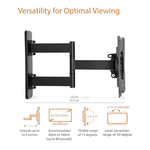 Amazon Basics Full Motion Articulating TV Wall Mount for 26-55 Inch TVs