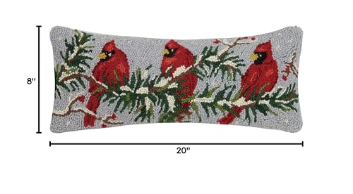 Cardinal Trio Hooked Christmas Throw Pillow – 8 x 20, Peking Handicraft