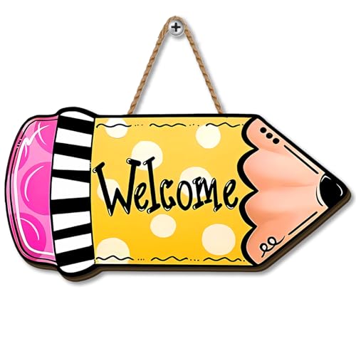 First Day of School Wooden Hanging Sign 12x6 Inch Classroom Door Decor