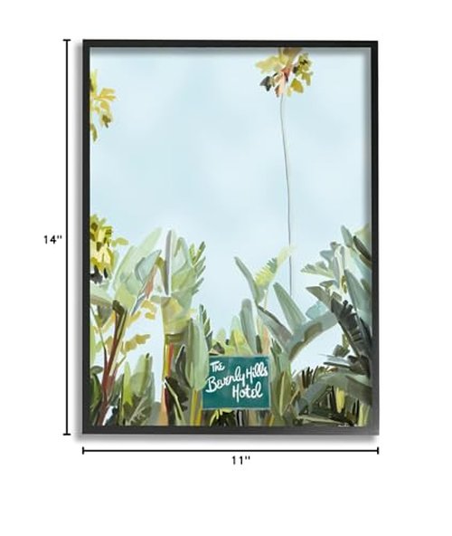 Stupell Industries Beverly Hills Hotel Plants Black Framed Giclee Art Design by Amelia Noyes, 11 x 14