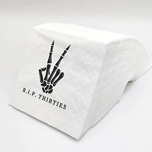 SharkBliss RIP Thirties 40th Birthday Cocktail Napkins, 100 Pack - Funny Party Supplies