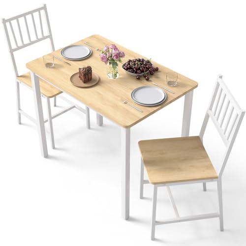 3-Piece Small Space Dining Table Set for 2, Modern Breakfast Nook Furniture