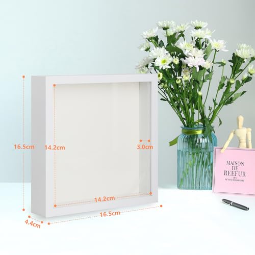 6x6 Shadow Box Frame Set, 3D Deep Picture Display Case with Glass - 2 Pack
