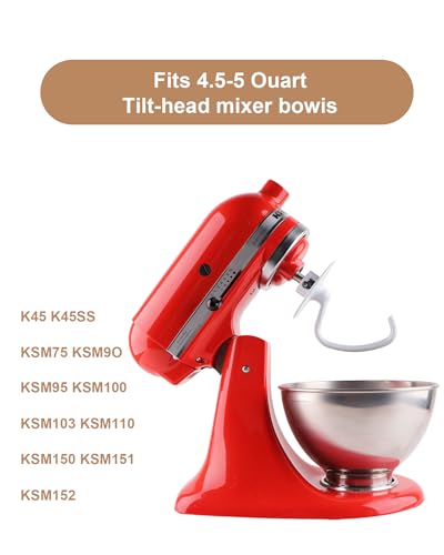 Coated C-Shaped Dough Hook Attachment for 4.5–5 Quart Tilt-Head Stand Mixers