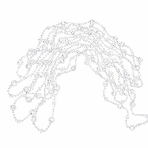 Clear Acrylic Pearl Garland - Sparkling Beaded String for Wedding & Christmas Decor, 16ft (GLIVONAXIS)