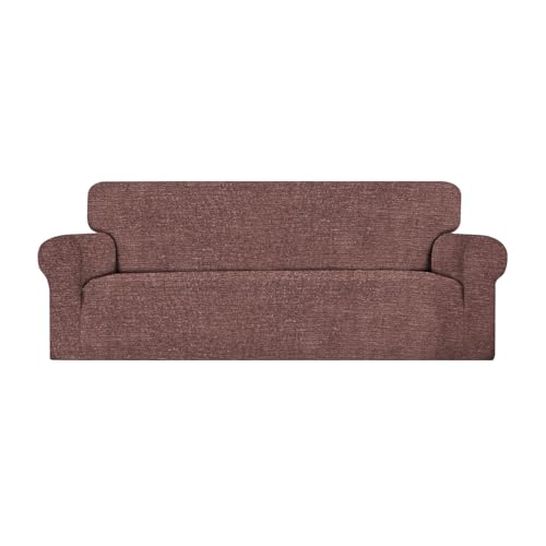 Stretch Sofa Slipcover - 1-Piece Couch Protector, Soft & Breathable, Machine Washable, Pet Friendly, Chocolate