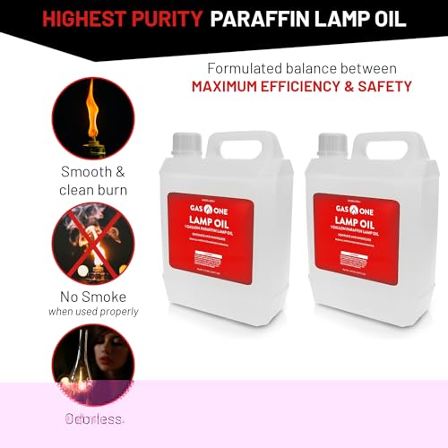 Gas One 2 Pack Liquid Paraffin Lamp Oil - 1 Gallon, Smokeless & Odorless for Indoor & Outdoor Lamps, Lanterns, Tiki Torches