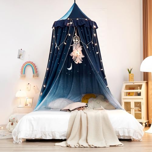 Girls Princess Bed Canopy - Soft Round Dome Hanging Reading Nook Tent