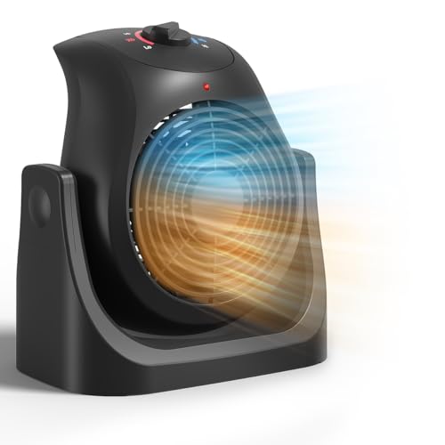 2-in-1 Portable Space Heater and Desk Fan Combo for Home Office