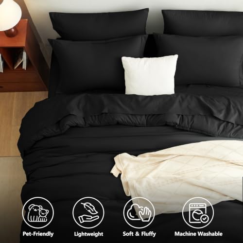 Twin XL 5-Piece Bed in a Bag Black Down Alternative Comforter Set