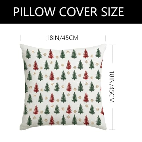 YOSICHY Christmas Pillow Covers 18x18 Inch Set of 4 Red Green Holiday Decor