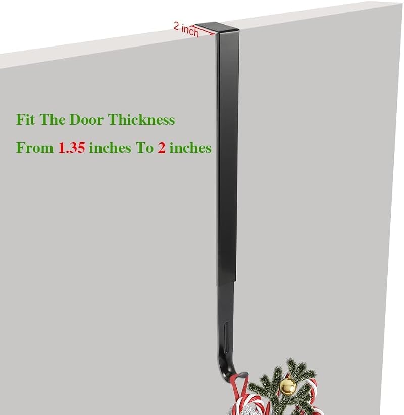 Adjustable Front Door Wreath Hanger, 14 to 26 Inch Heavy Duty Metal Hook