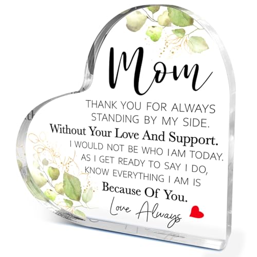 Littlefa Mom2 Thank You Gift Acrylic Heart Plaque for Mom - Mother's Day, Birthday, Christmas