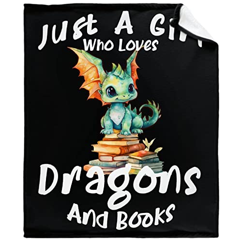 Just a Girl Who Loves Dragons and Books Throw Blanket 50x40 for Kid – Fleece Gift